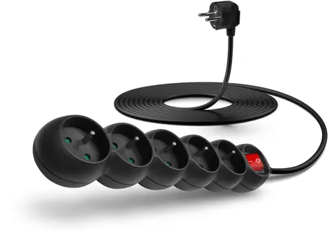 CONNECT IT CES-1005-BK prodlužovací kabel 230V černá / 5m / 5 zásuvek / vypínač