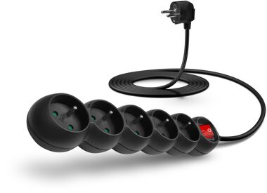 CONNECT IT CES-1007-BK prodlužovací kabel 230V černá / 3m / 5 zásuvek / vypínač