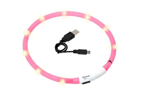 Karlie LED světelný obojek růžová - obvod 20-75cm