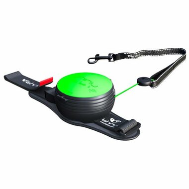 Lishinu3 NEON vodítko zelená - velikost L (13-40kg) / Hands-free samonavíjecí vodítko s lanem