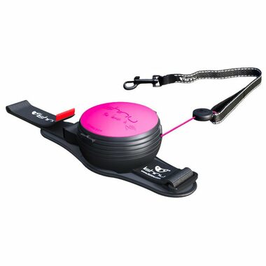 Lishinu3 NEON vodítko růžová - velikost XS (2-4kg) / Hands-free samonavíjecí vodítko s lanem