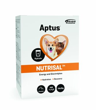 Aptus Nutrisal plv. 10x25g / pro udržování rovnováhy tekutin v organismu psů a koček.