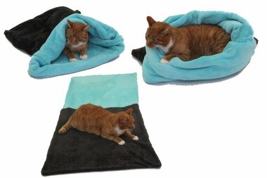 Marysa pelíšek 3v1 pro kočky tmavě šedá-tyrkysová - velikost XL