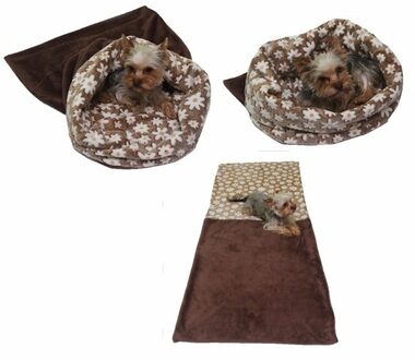 Marysa DE LUXE pelíšek 3v1 pro kočky tmavě hnědá-kytičky - velikost XL