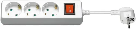 MicroConnect Prodlužovací šňůra 3 zásuvky 1.5m bílá / s vypínačem / Schuko