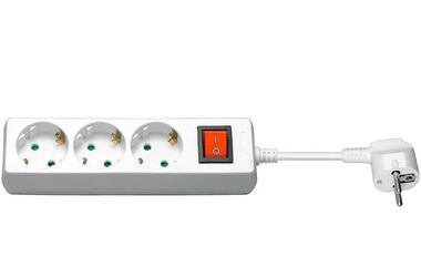 MicroConnect Prodlužovací šňůra 3 zásuvky 3m bílá / s vypínačem / Schuko