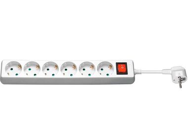MicroConnect Prodlužovací šňůra 6 zásuvek 10m bílá / s vypínačem / Schuko 