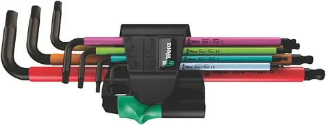 WERA 950/7 Hex-Plus Multicolour Magnet 1 sada zástrčných klíčů / metrická / BlackLaser / 7 dílný