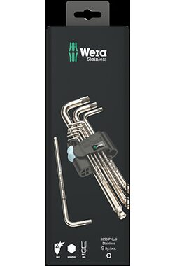 WERA 3950/9 Hex-Plus Stainless 1 SB Sada zástrčných klíčů / metrická / nerezová ocel / 9 dílný