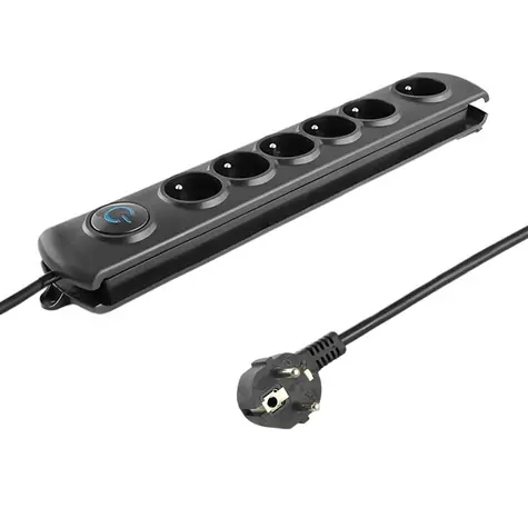 Qoltec 50111 Prodlužovací přívod 5 zásuvek 1.8m černá / vypínač 
