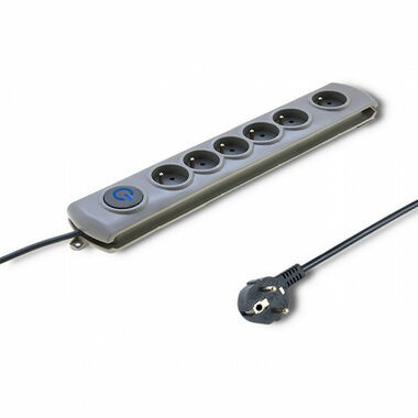 Qoltec 50199 Prodlužovací přívod 6 zásuvek 5m šedá / vypínač 