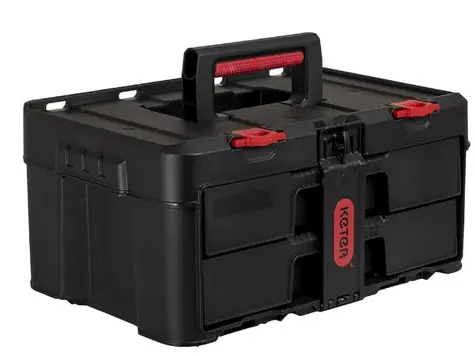 Keter Stack'N'Roll Box se zásuvkami černá / 2 zásuvky / 48.1 x 23.3 x 33.2 cm