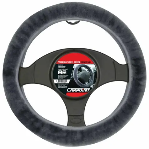 Carpoint Potah volantu 37-39cm antracit - přírodní ovčí vlna