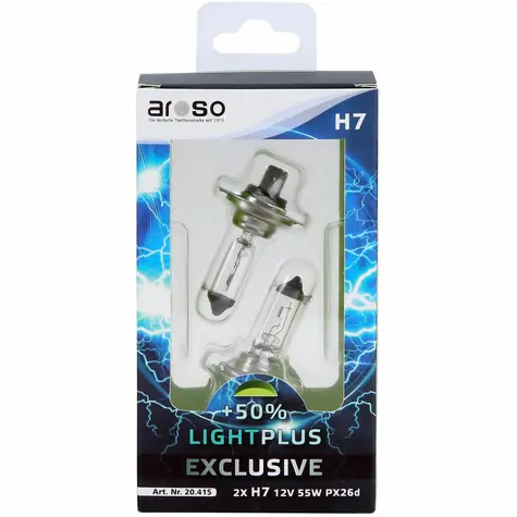 Aroso Autožárovky Light Plus H7 12V 55W PX26d sada 2ks - svítivost plus 50%