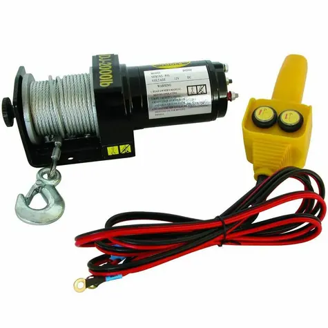 Carpoint Elektrický naviják / kladka 12V 1000kg - s ocelovým lanem 15m a dálkovým ovládáním
