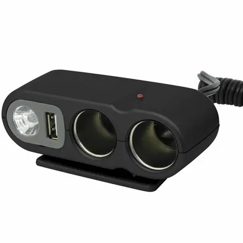 Carpoint Rozdvojka / USB / lampička / prodlužovací kabel do zásuvky zapalovače / 12V / 5A / délka 0.9m