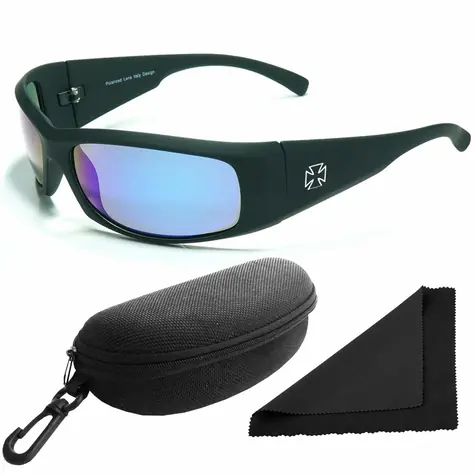 Polarized Brýle sluneční 77 - obroučky černé - skla modrá zrcadlová / polarizační skla / pouzdro a utěrka