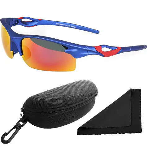 Polarized Brýle sluneční 174 - obroučky modré - skla červeno-zlatá zrcadlová / polarizační skla