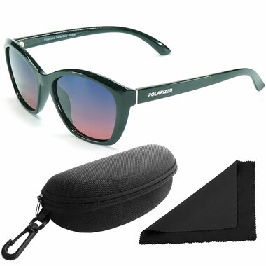 Polarized Brýle sluneční 206 - obroučky černé - skla modro-růžová / polarizační skla / pouzdro a utěrka