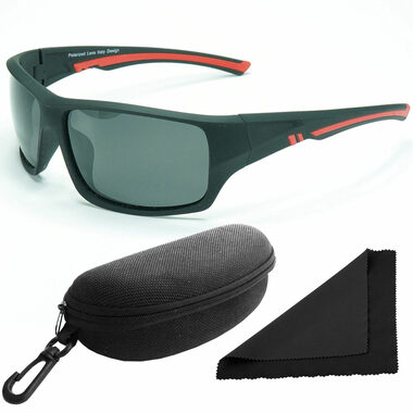 Polarized Brýle sluneční 247 - obroučky černé-červené / skla tmavá / polarizační skla / pouzdro a ut