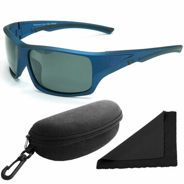 Polarized Brýle sluneční 247 - obroučky černé-modré / skla tmavá / polarizační skla / pouzdro a utěr