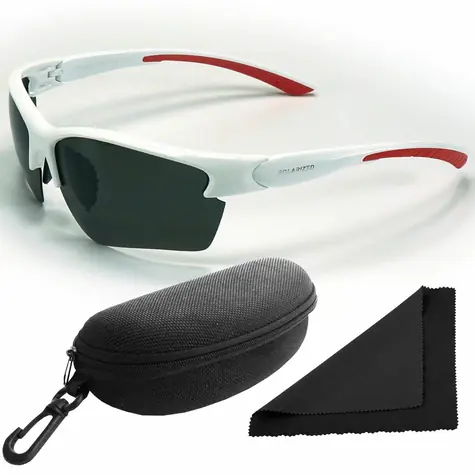 Polarized Brýle sluneční 251 - obroučky bílé-červené / skla tmavá / polarizační skla / pouzdro a utě