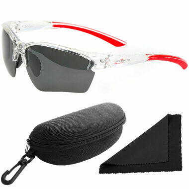 Polarized Brýle sluneční 251 - obroučky průhledné-červené / skla tmavá / polarizační skla / pouzdro 