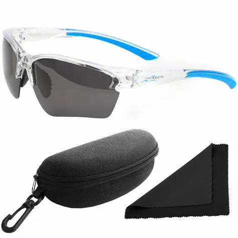 Polarized Brýle sluneční 251 - obroučky průhledné-modré / skla tmavá / polarizační skla / pouzdro a 