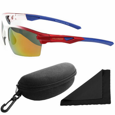 Polarized Brýle sluneční 255 - obroučky bílé - skla červeno-zlatá zrcadlová / polarizační skla / pouzfro