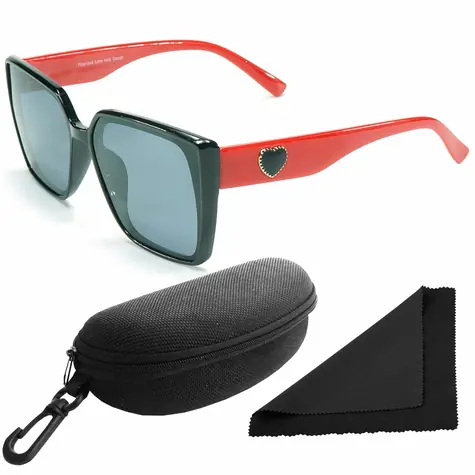 Polarized Brýle sluneční 268 - obroučky černé-červené - skla tmavá / polarizační skla / pouzdro a utěrka