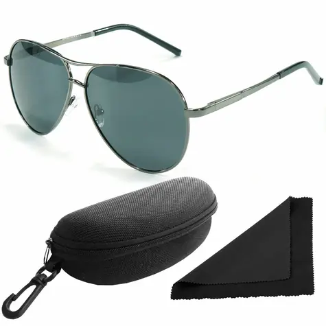Polarized Brýle sluneční 290038 - obroučky stříbrné / skla tmavá / polarizační skla / pouzdro a utěr
