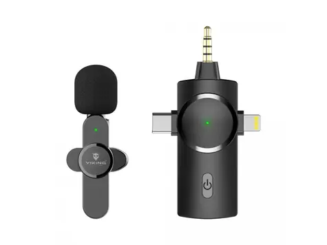 Viking bezdrátový mikrofon s klipem M360 / konektor USB-C/Lightning/3.5mm Jack / 20Hz-20000Hz