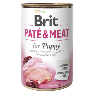 Brit Paté & Meat Puppy 400 g / Konzerva pro psy / 70% kuře a krůta / Čisté masové paté s kousky vnitřností a masa