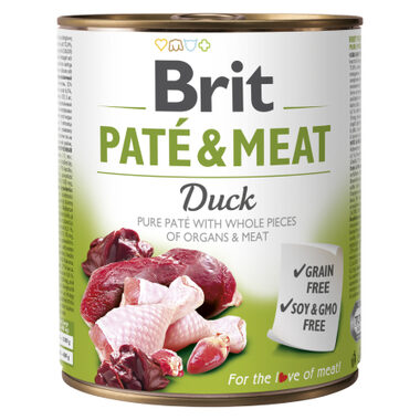 Brit Paté & Meat Duck 800 g / Konzerva pro psy / 70% kachna a kuře / Čisté masové paté s kousky vnitřností a masa