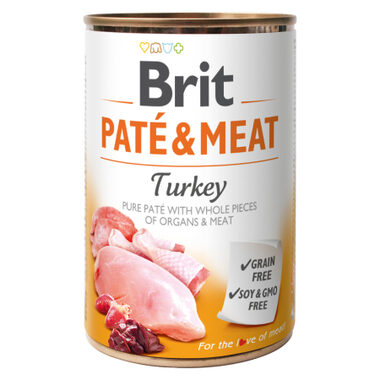 Brit Paté & Meat Turkey 400 g  / Konzerva pro psy / 70% krůta a kuře / Čisté masové paté s kousky vnitřností a masa
