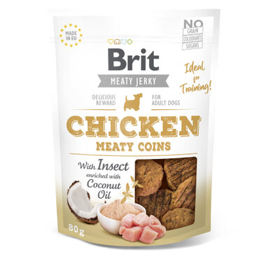 Brit Jerky - Chicken with Insect Meaty Coins 80 g / Sušené masové pamlsky
