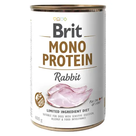 Brit Mono Protein Rabbit 400 g  / Konzerva pro psy / 100% čistý králičí protein