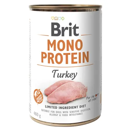 Brit Mono Protein Turkey 400 g  / Konzerva pro psy / 100% čistý krůtí protein