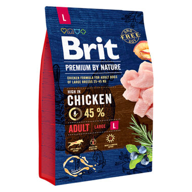 Brit Premium by Nature Adult L 3 kg / Kompletní krmivo pro psy / dospělé psy velkých plemen (25-45kg)