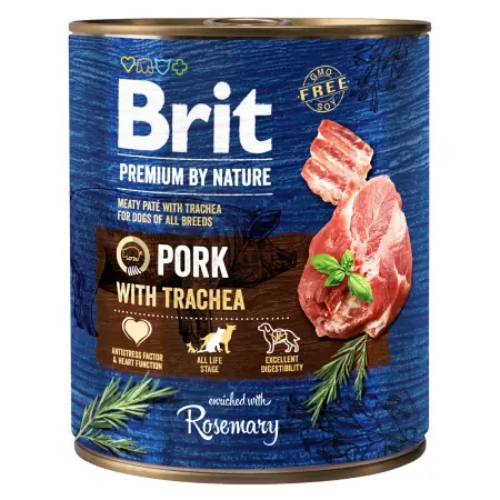 Brit Premium by Nature Pork with Trachea 800 g / Konzerva pro psy / Masové paté s tracheou pro psy