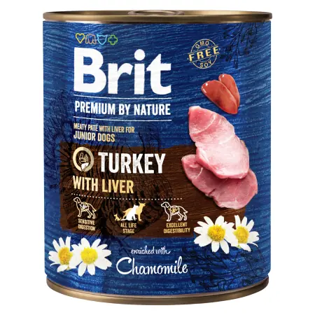 Brit Premium by Nature Junior Turkey with Liver 800 g / Konzerva pro psy / Masové paté pro psy 