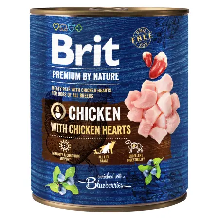 Brit Premium by Nature Chicken with Hearts 800 g / Konzerva pro psy / Masové paté s kuřecími srdíčky