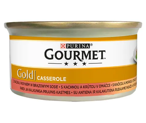 Purina GOURMET GOLD kachna a krůta v hnědé omáčce 85 g / Konzervy pro dospělé kočky