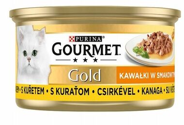 Purina GOURMET GOLD Delight kuře ve šťavnaté omáčce 85 g / Konzervy pro kočky