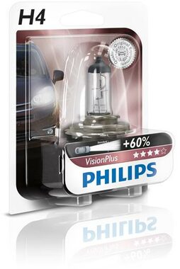 Philips H4 VisionPlus 12V 60/55W 1 ks / Autožárovka / patice P43t-38