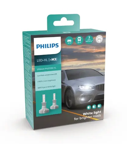 Philips LED H3 Ultinon Pro5100 HL 12/24 V 12W 2 ks / Autožárovka LED / patice PK22s