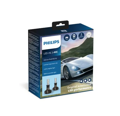 Philips LED H3 Ultinon Pro9100 HL 12/24 V 13.2W 2 ks / Autožárovka LED / patice PK22s