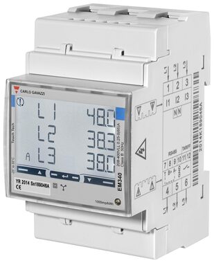 Carlo Gavazzi EM340DIN-AV23X-S1PFB / Třífázový dvojtarifní elektroměr 3x65A / EM340 MID certificate
