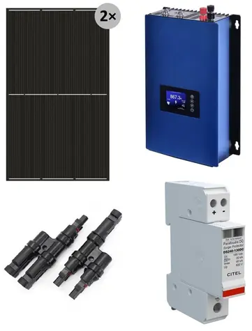 Solarmi GridFree 1000M / Sada kompletní solární elektrárny / 1kW GTIL měnič s limiterem / 2x 480Wp solární panel