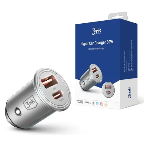 3mk Hyper Car adaptér CL (30W)  / 30W / 1x USB + 1x USB - C 